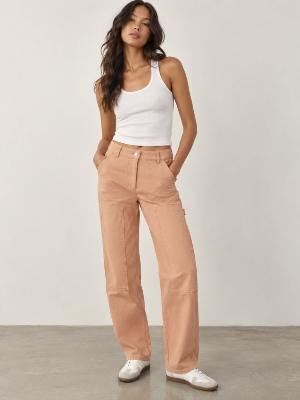 ARITZIA Wilfred Brennan Cargo Pants Peach Utility Carpenter Straight Leg Size 0